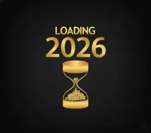 2026 Happy New Year background with hourglass icon design for your seasonal flyers banner sticker and greetings card 2025 to 2026
