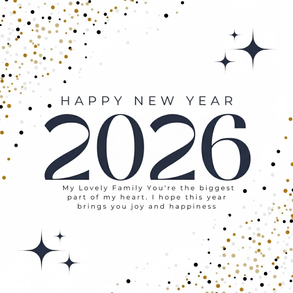 2026 Happy New Year. My Lovely Family You're the biggest part of my heart. I hope this year brings you joy and happiness