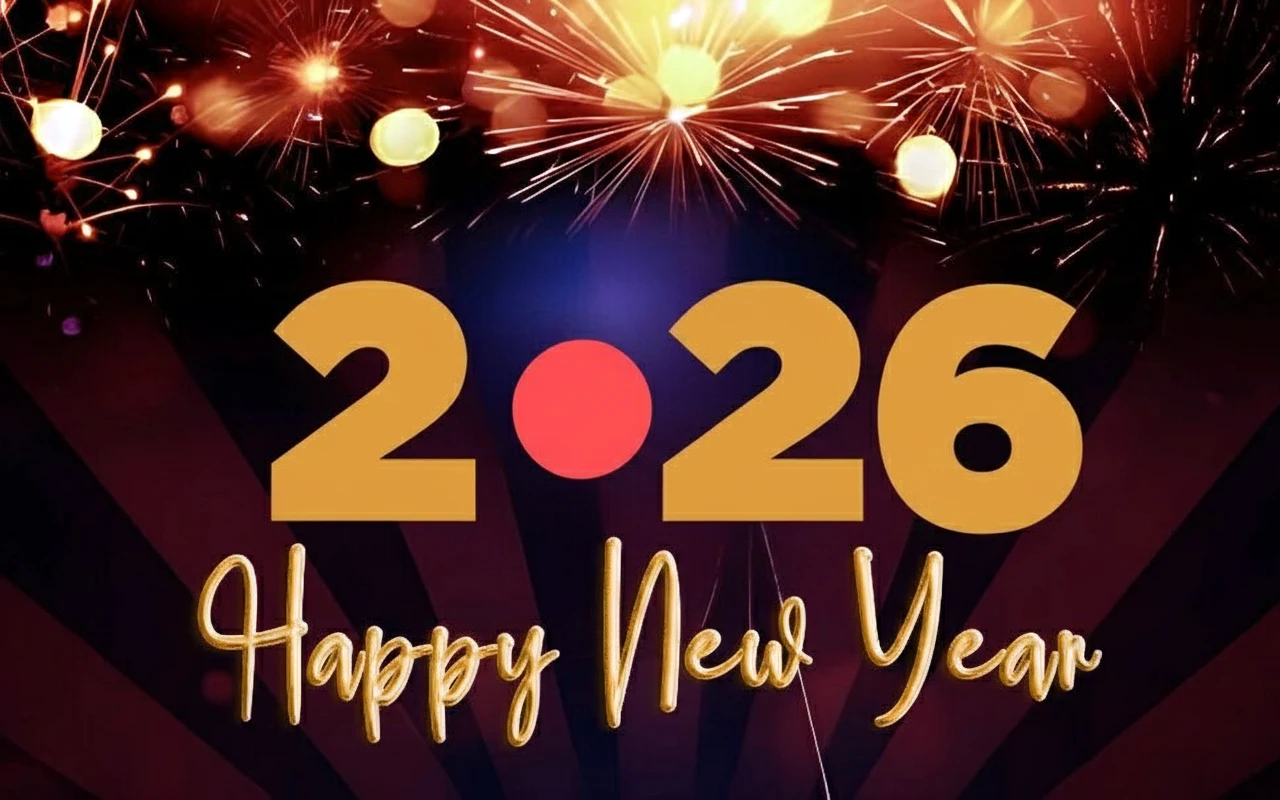 Happy New Years Eve for 2026 red color effect