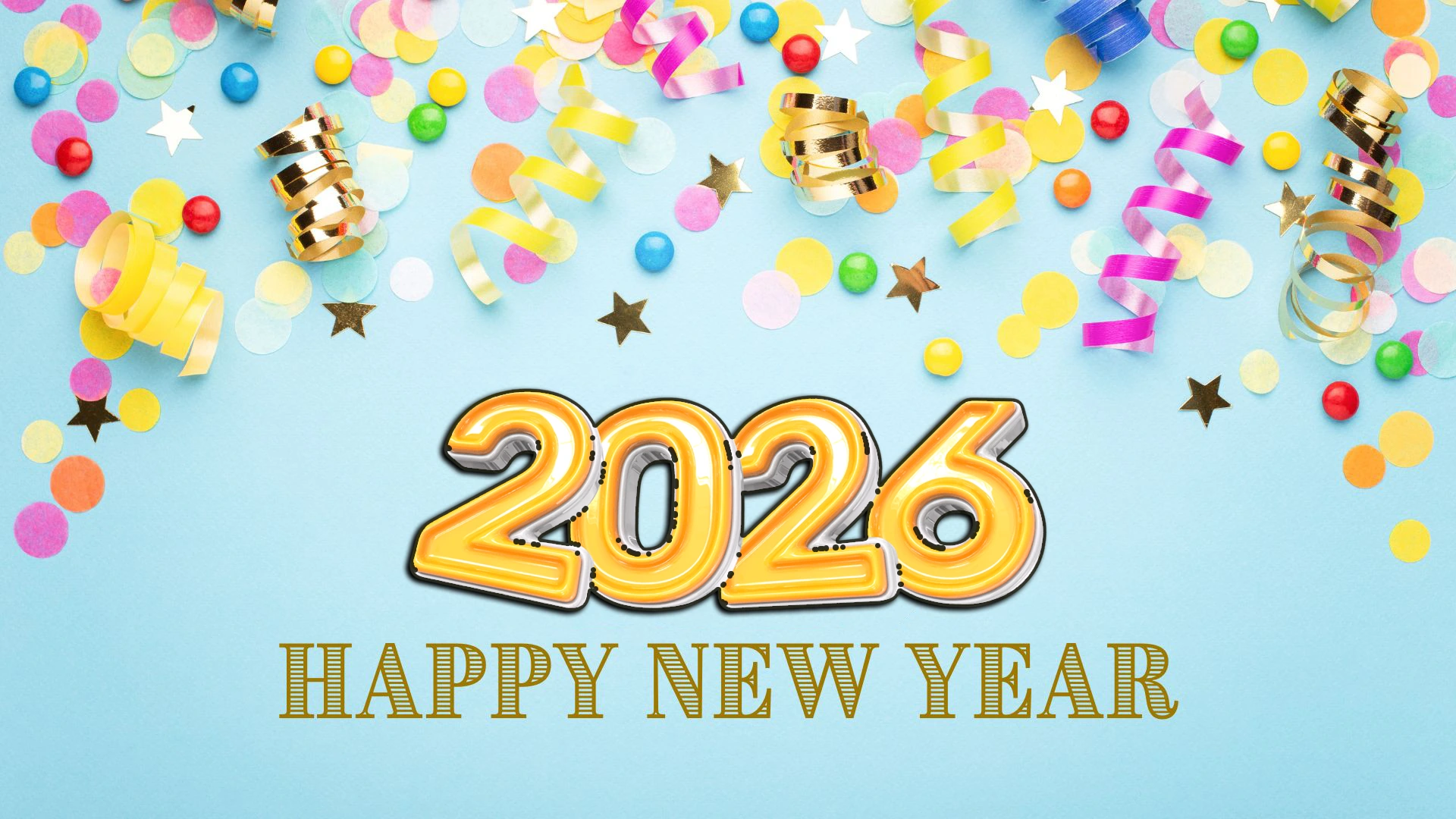 New Year 2026 4k Ultra HD Wallpaper Beautiful 2026 happy new year gold background