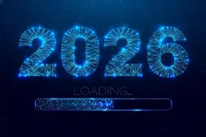 New year 2026 loading. Loading bar. Low poly style design. Numbers from a polygonal wireframe mesh. Abstract vector illustration on dark background New year 2026 loading. Loading bar. Low poly style design. Numbers from a polygonal wireframe mesh. Abstract vector illustration on dark background