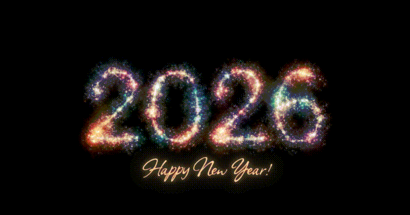 Pink Teal and Gold Sparkly 2026 New Year