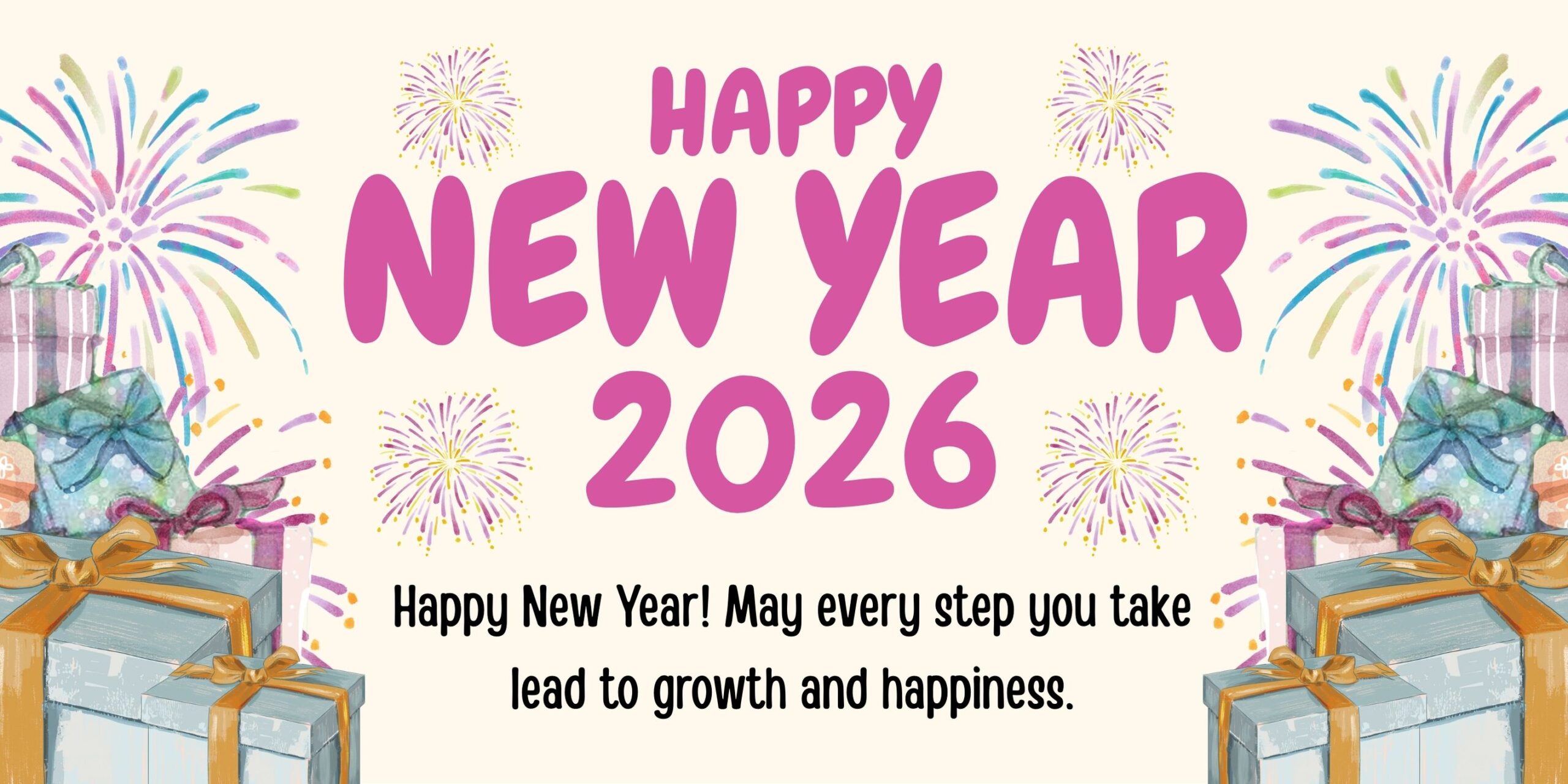 Pink and Blue Playful 2026 Happy New Year wallpaper