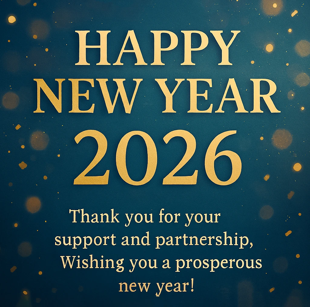 Professional Happy New Year 2026 Wishes for Customers – Elegant Business Greeting Card with Thank You Message and Golden Festive Design