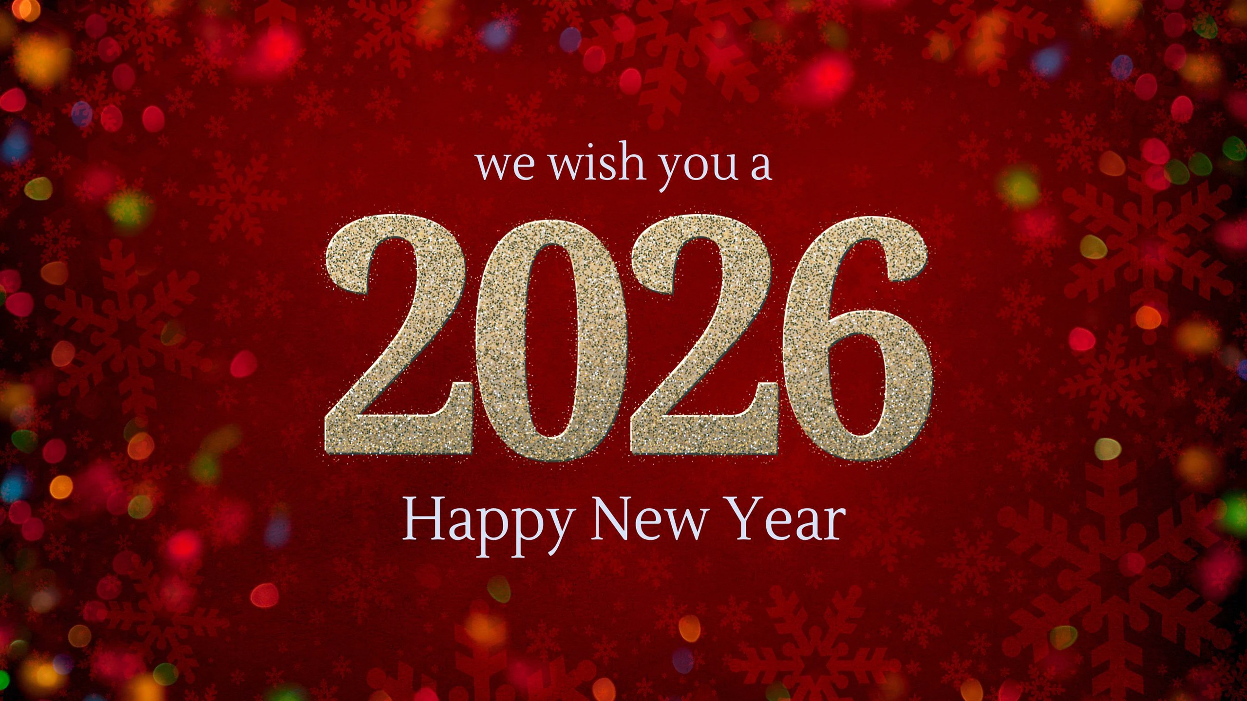 Red Festive 2026 Happy New Year desktop background 4k
