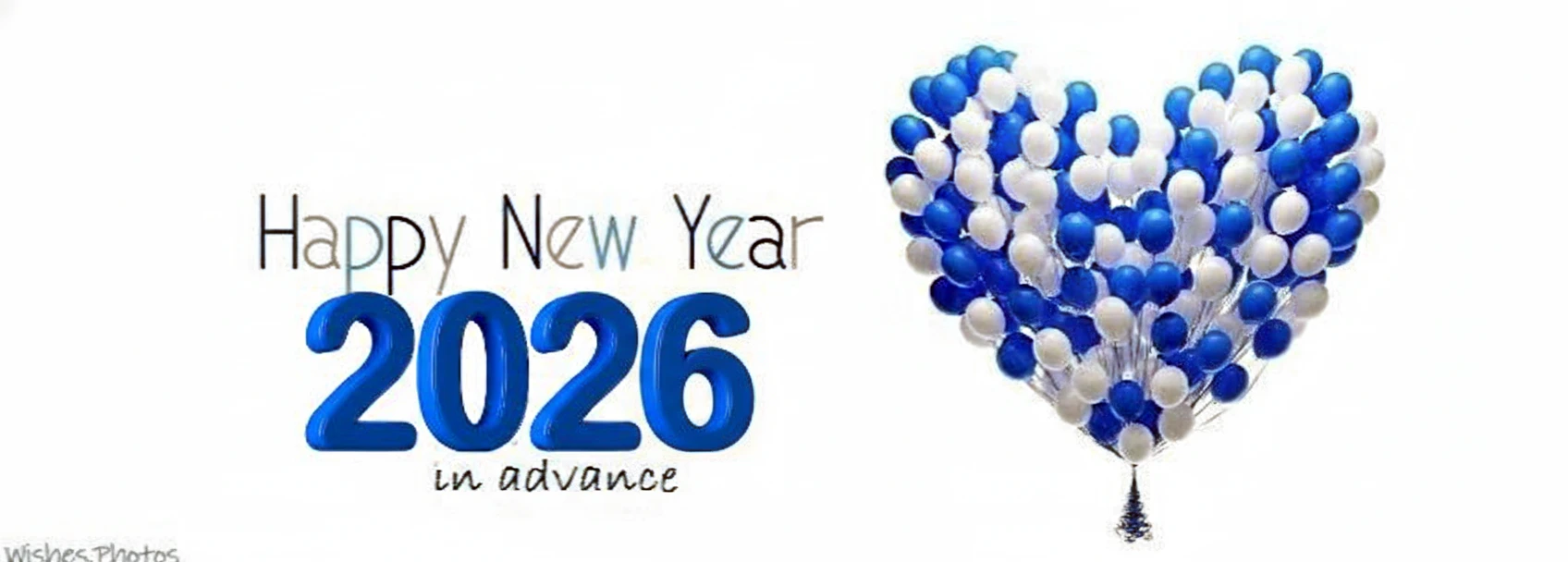 Royal Blue and White Peaceful New Year 2K26 Advance Wishing Cover with Balloons