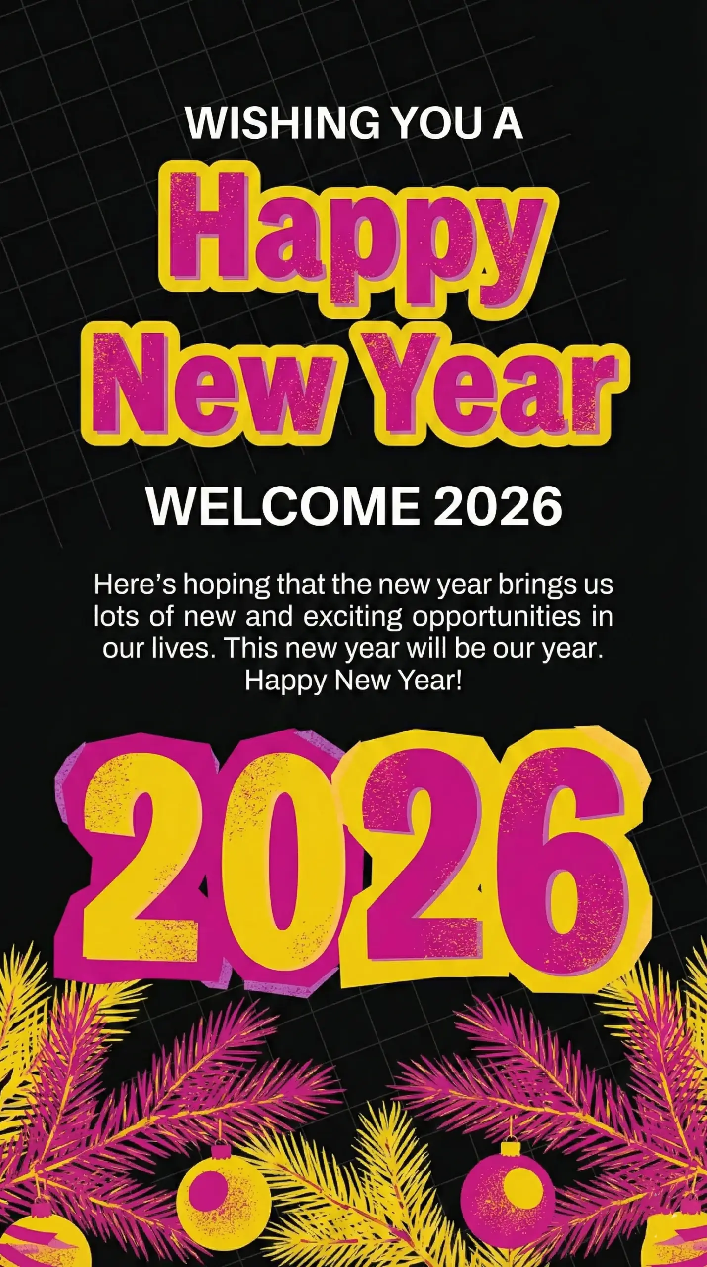 Yellow and Pink Playful Hello 2026 Instagram Story