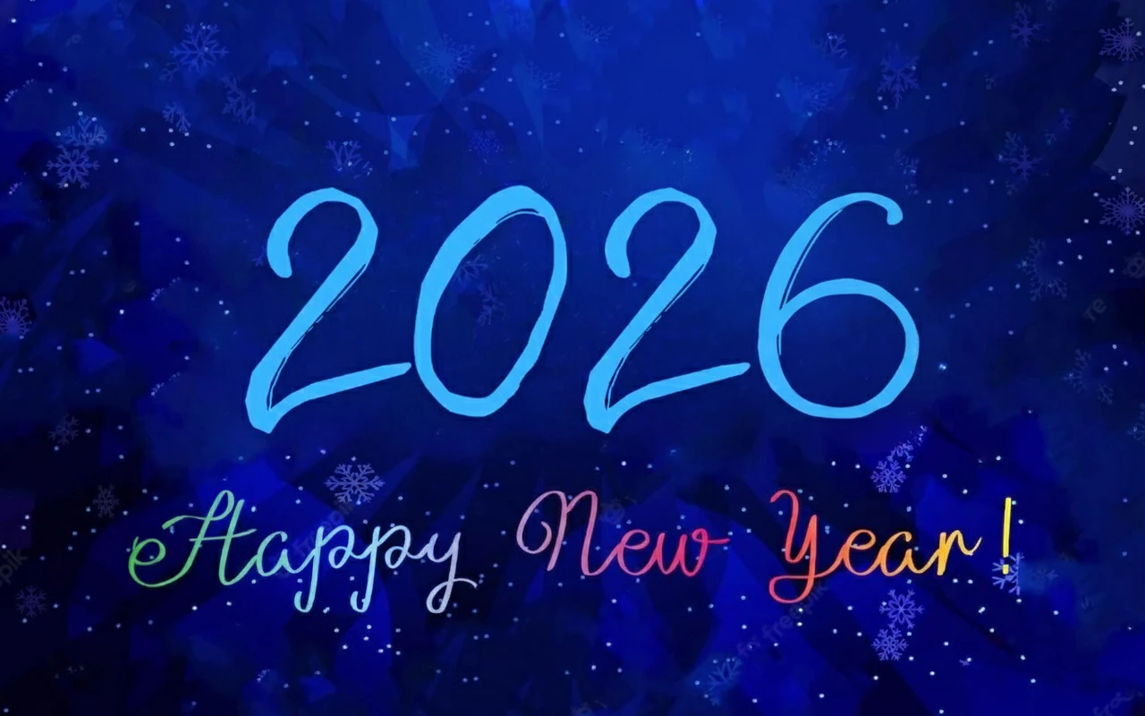 beautiful 2026 happy new year congrats stained glass art logotype concept winter blue backdrop beautiful 2026 happy new year congrats stained glass art logotype concept winter blue backdrop