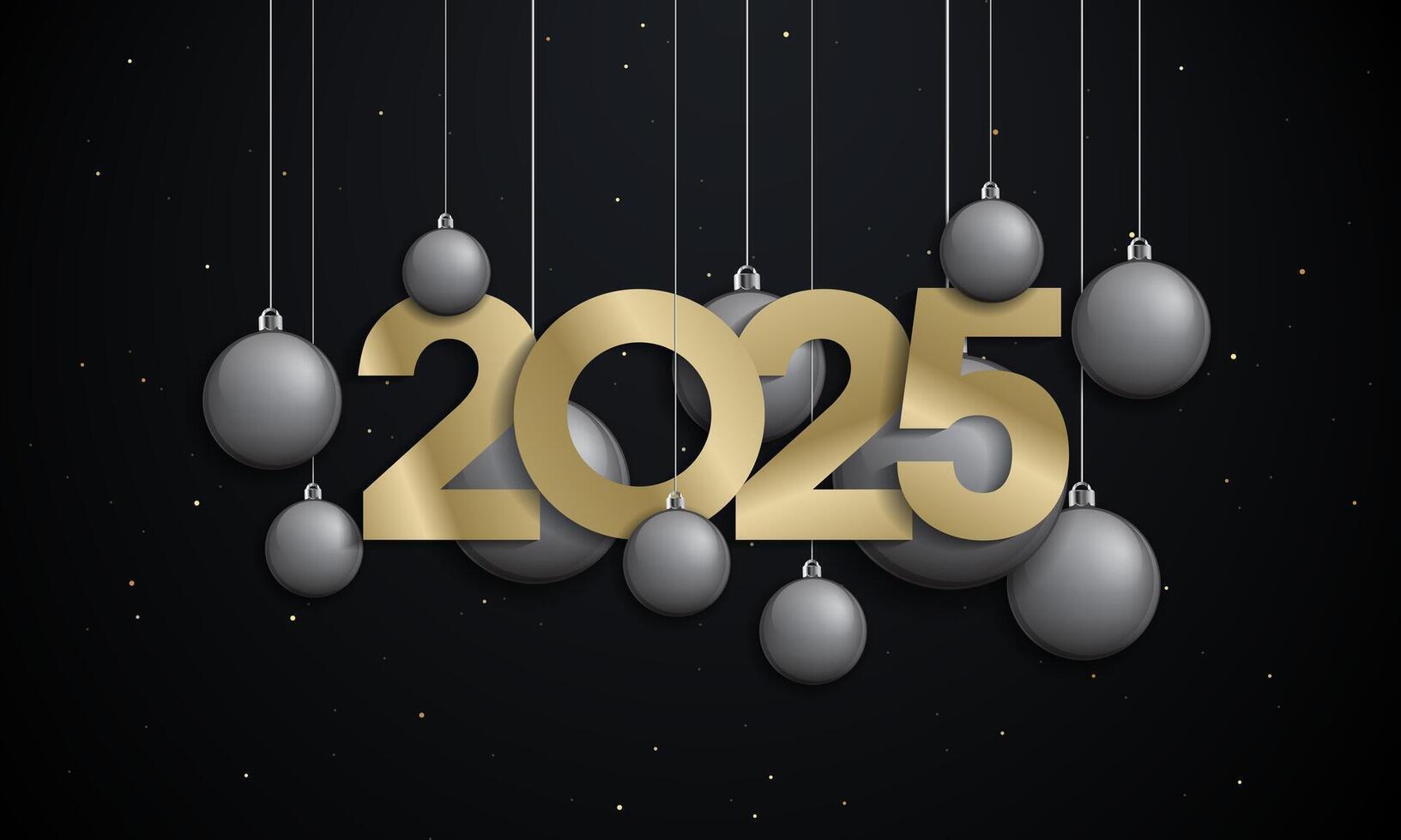 golden 2025 number and bell illustration for new year celebration vector