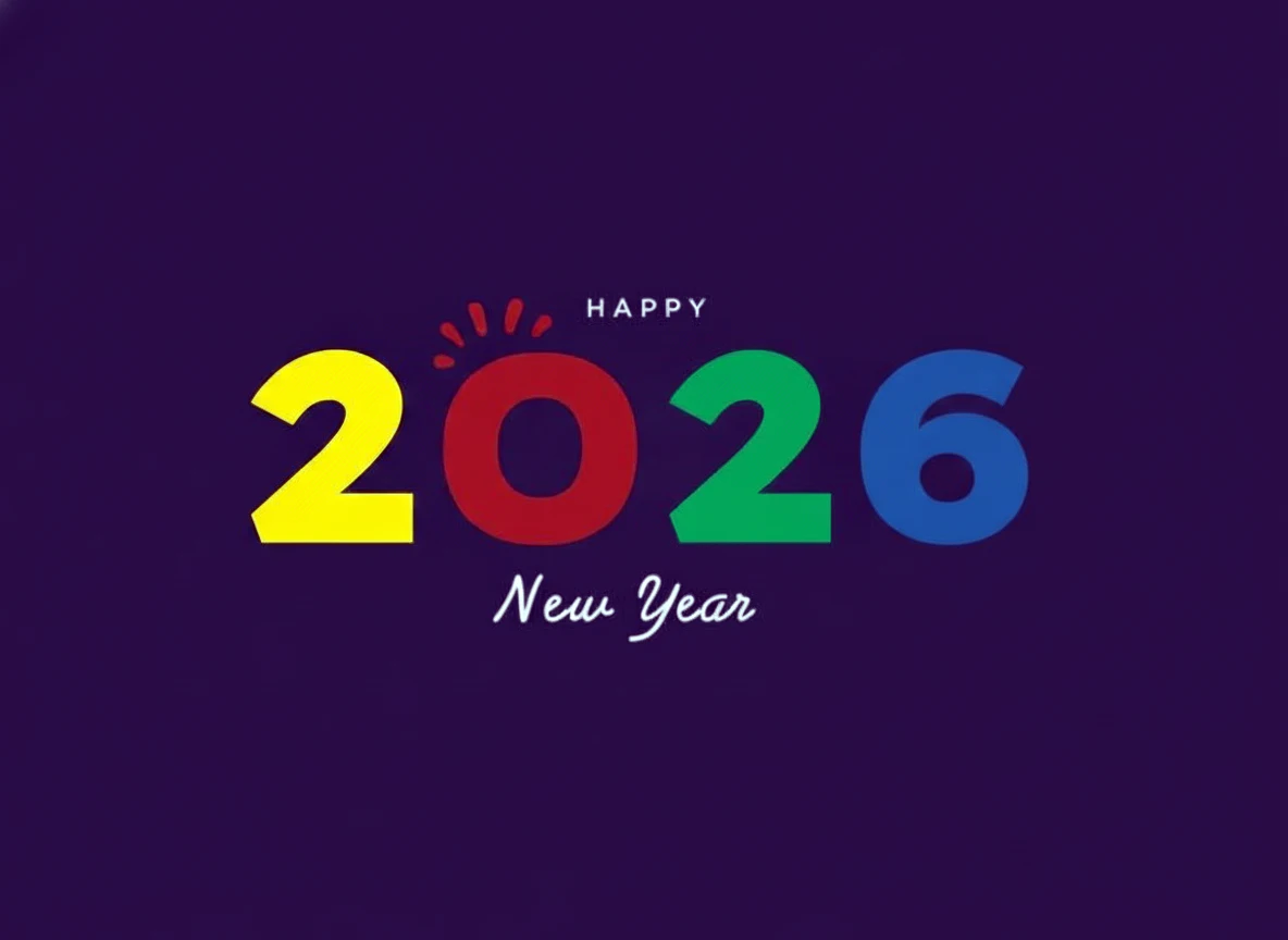 happy new year 2026 in retro color style free vector