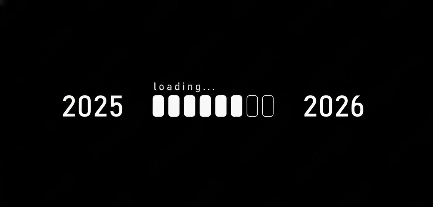 white loading bar from 2025 to 2026 on a black background New Year concept white loading bar from 2025 to 2026 on a black background New Year concept