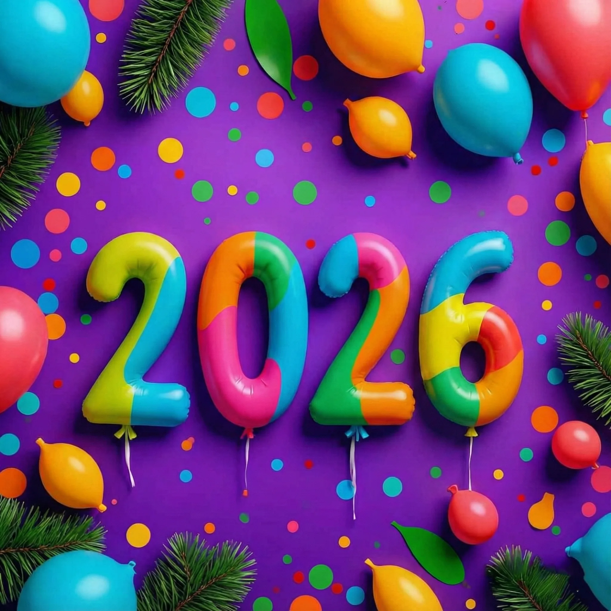 2026 Happy New Year fresh vibrant colorful