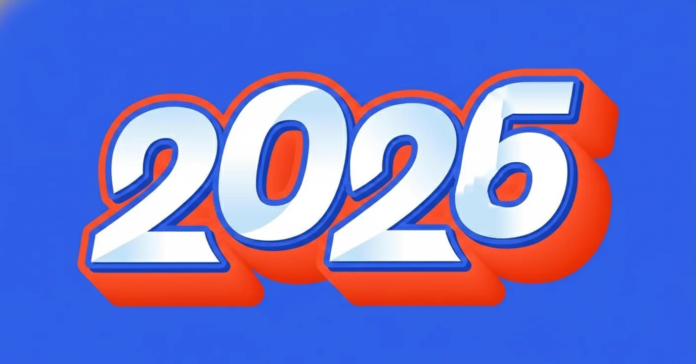 3d text 2026 new year celebration vector