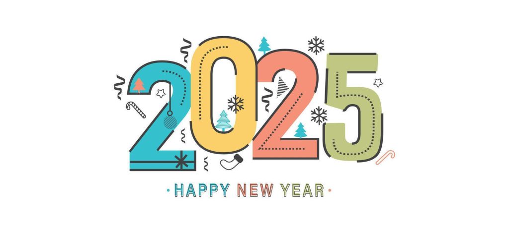 happy new year 2025 with wishes banner illustration vector