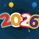 happy new year 2026 design multicolor festive with ballons abstract logo symbol illustration free vector happy new year 2026 design multicolor festive with ballons abstract logo symbol illustration free vector