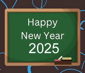 2025 New Year Wishes image school class green board