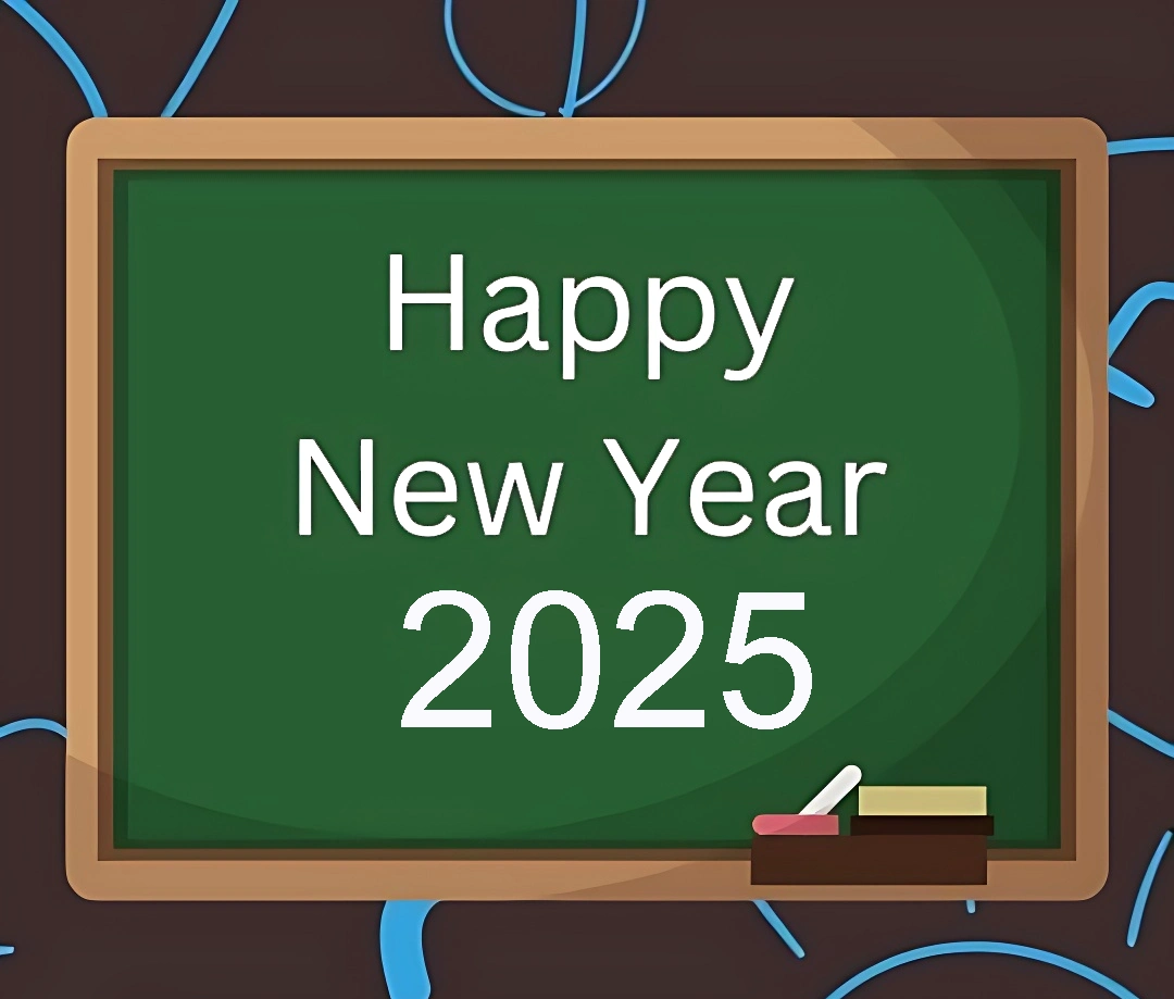 2025 New Year Wishes image school class green board