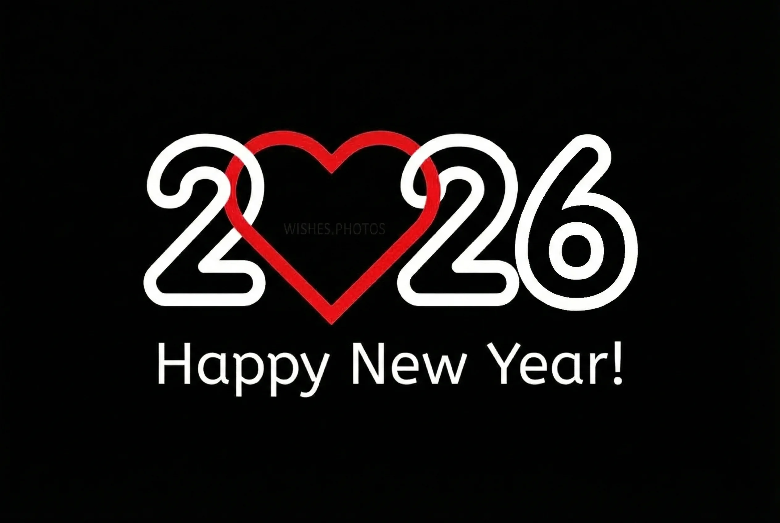 2026 numbers in linear style with heart happy new year event poster love greeting card cover image 2026 numbers in linear style with heart happy new year event poster love greeting card cover image