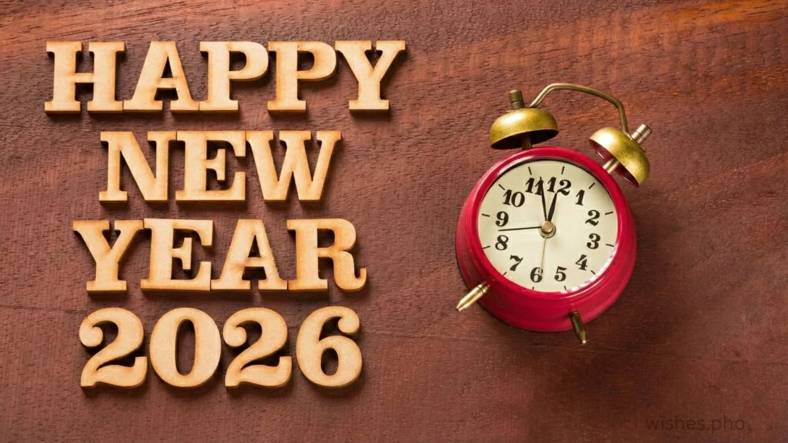 Alarm clock with 2026 text. New Year concept wishes.photos Alarm clock with 2026 text. New Year concept wishes.photos