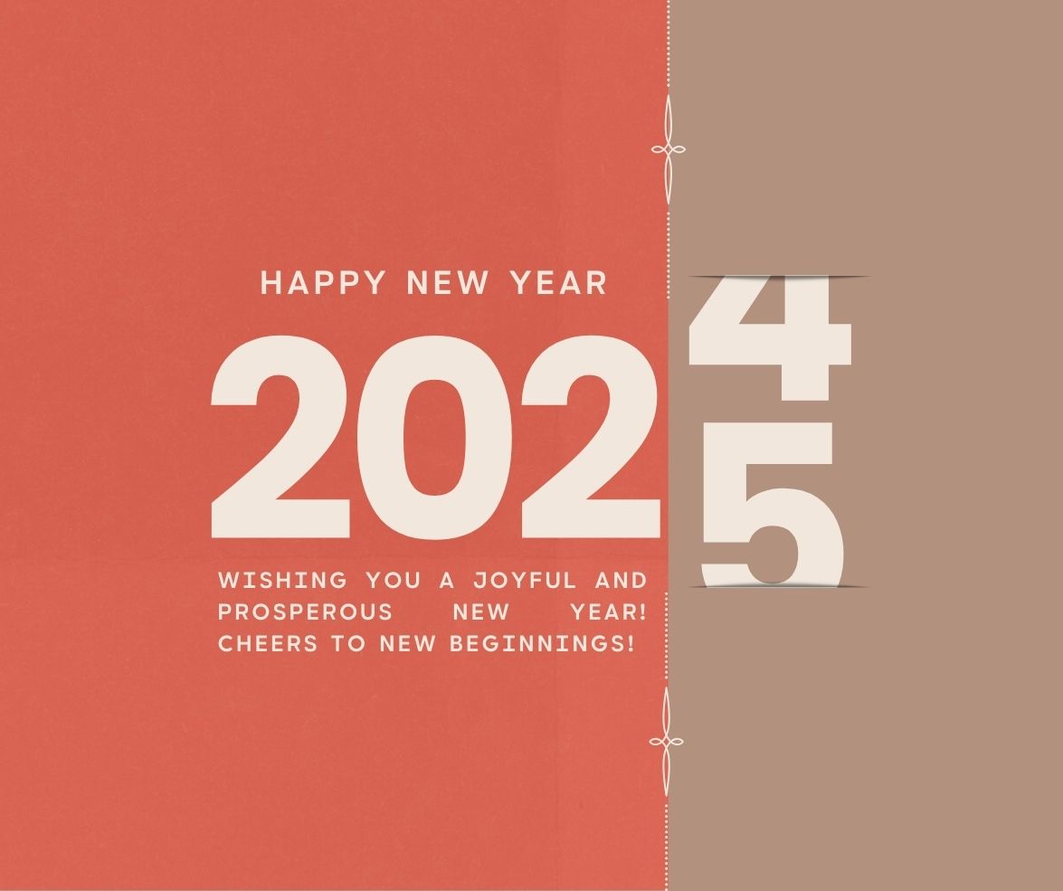 Beige Red Modern Happy New Year 2025 Facebook Post