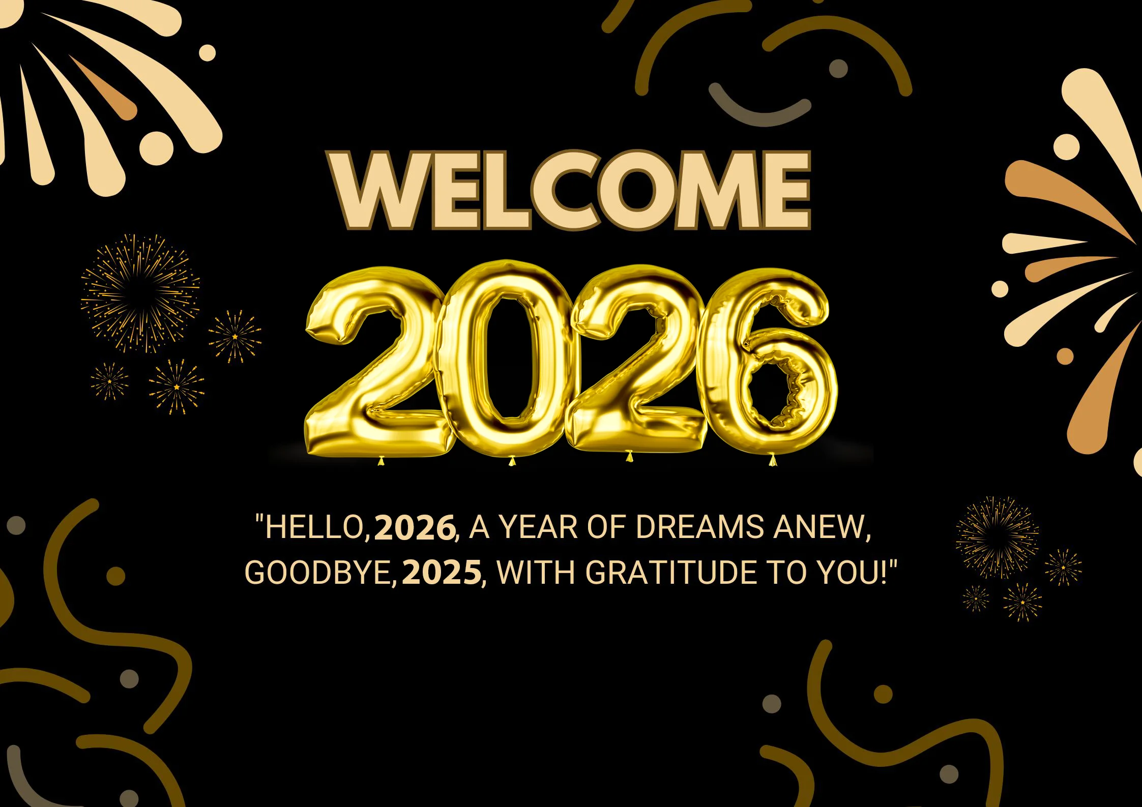 Black Brown and Gold Modern Welcome 2026 Poster Black Brown and Gold Modern Welcome 2026 Poster
