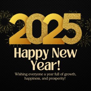 Black and Gold Happy New Year Greeting LinkedIn Post