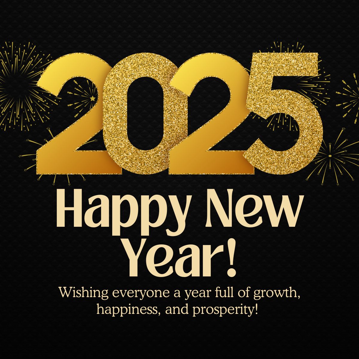 Black and Gold Happy New Year Greeting LinkedIn Post