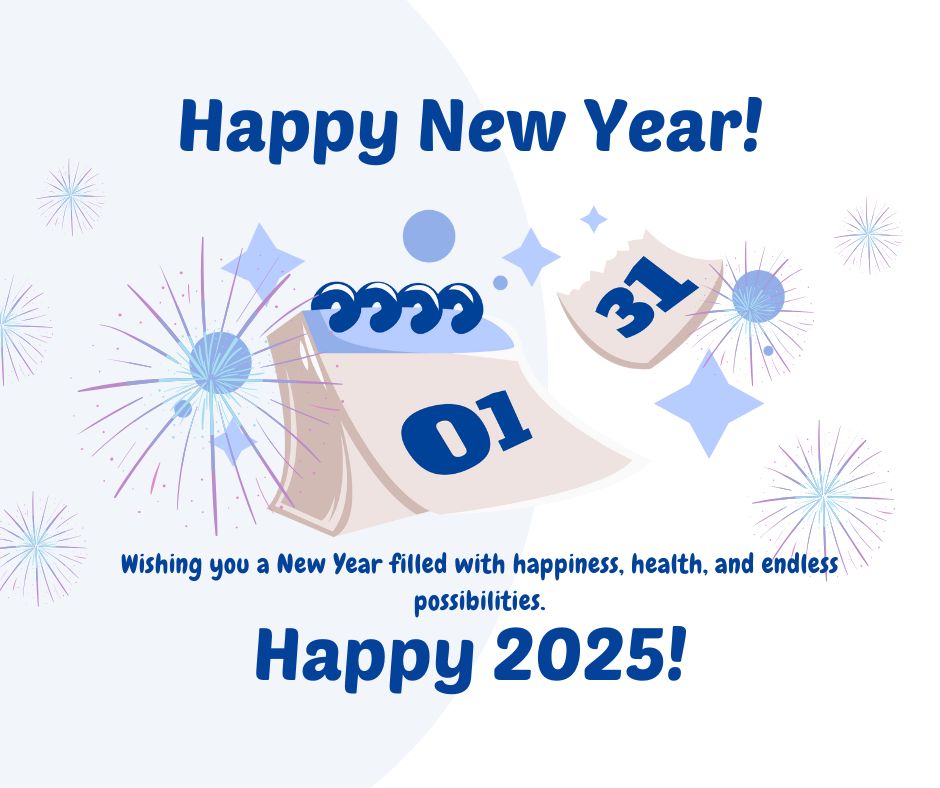 Blue Playful Illustrative New Year Facebook Post