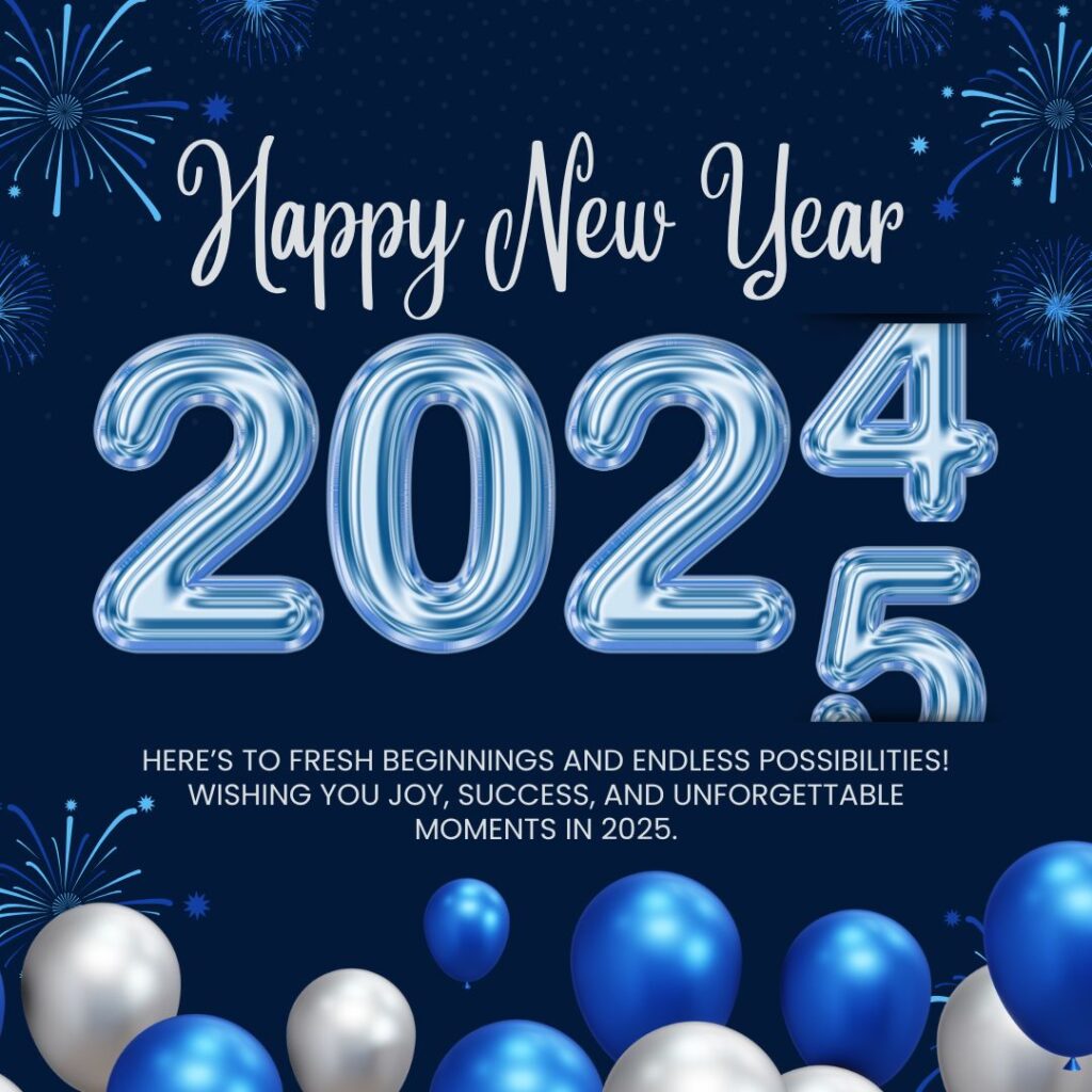 Blue and Silver Elegant Style Happy New Year 2025 Instagram Post