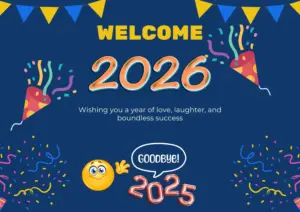 Blue and Yellow Illustrative Welcome 2026 goodbye 2025 Poster Blue and Yellow Illustrative Welcome 2026 goodbye 2025 Poster