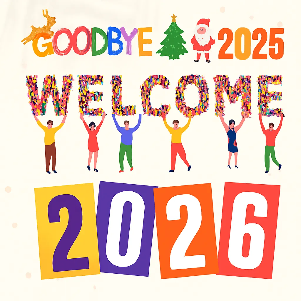 Cream Illustrative Goodbye 2025 welcome 2026 Post.