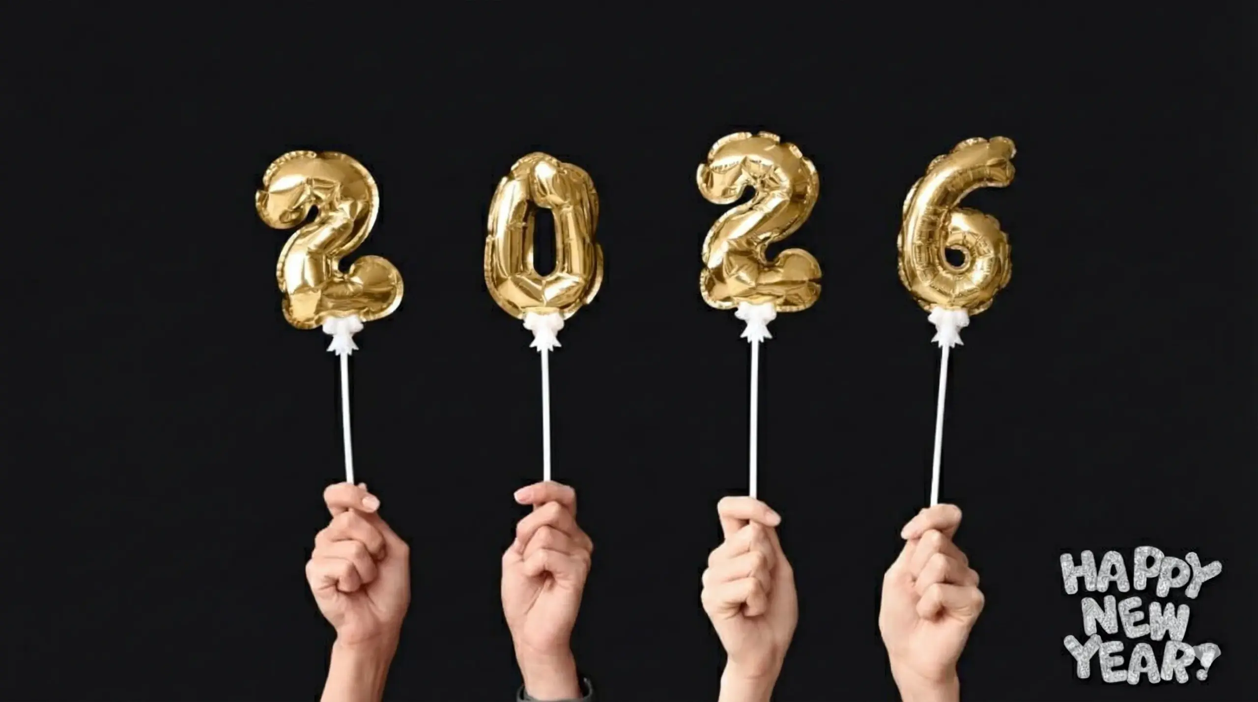 Female Hands with Figure 2026 Made of Foil Balloons on Black Background scaled Female Hands with Figure 2026 Made of Foil Balloons on Black Background