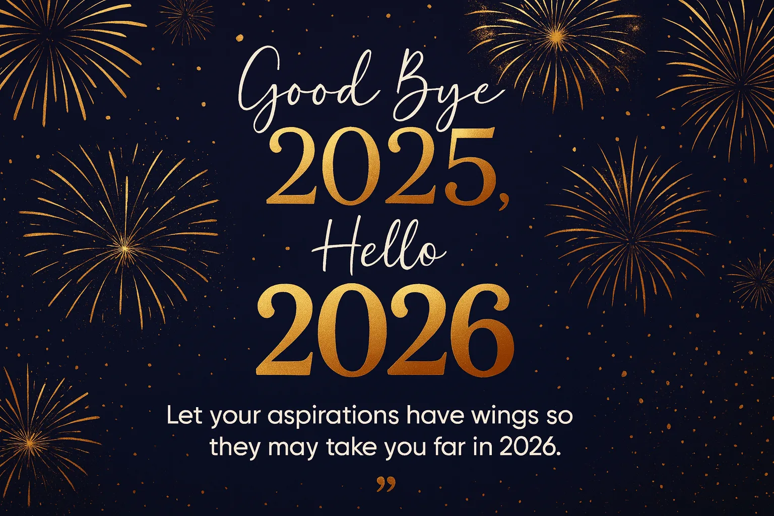 Goodbye 2025 Hello 2026 Let your aspirations have wings so they may take you far in 2026 Goodbye 2025 Hello 2026 'Let your aspirations have wings so they may take you far in 2026