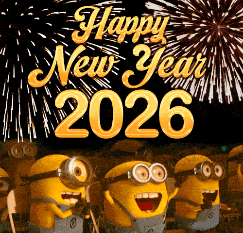 Happy New Year 2026 GIFs featuring animated fireworks, sparklers, and dazzling glitter.
