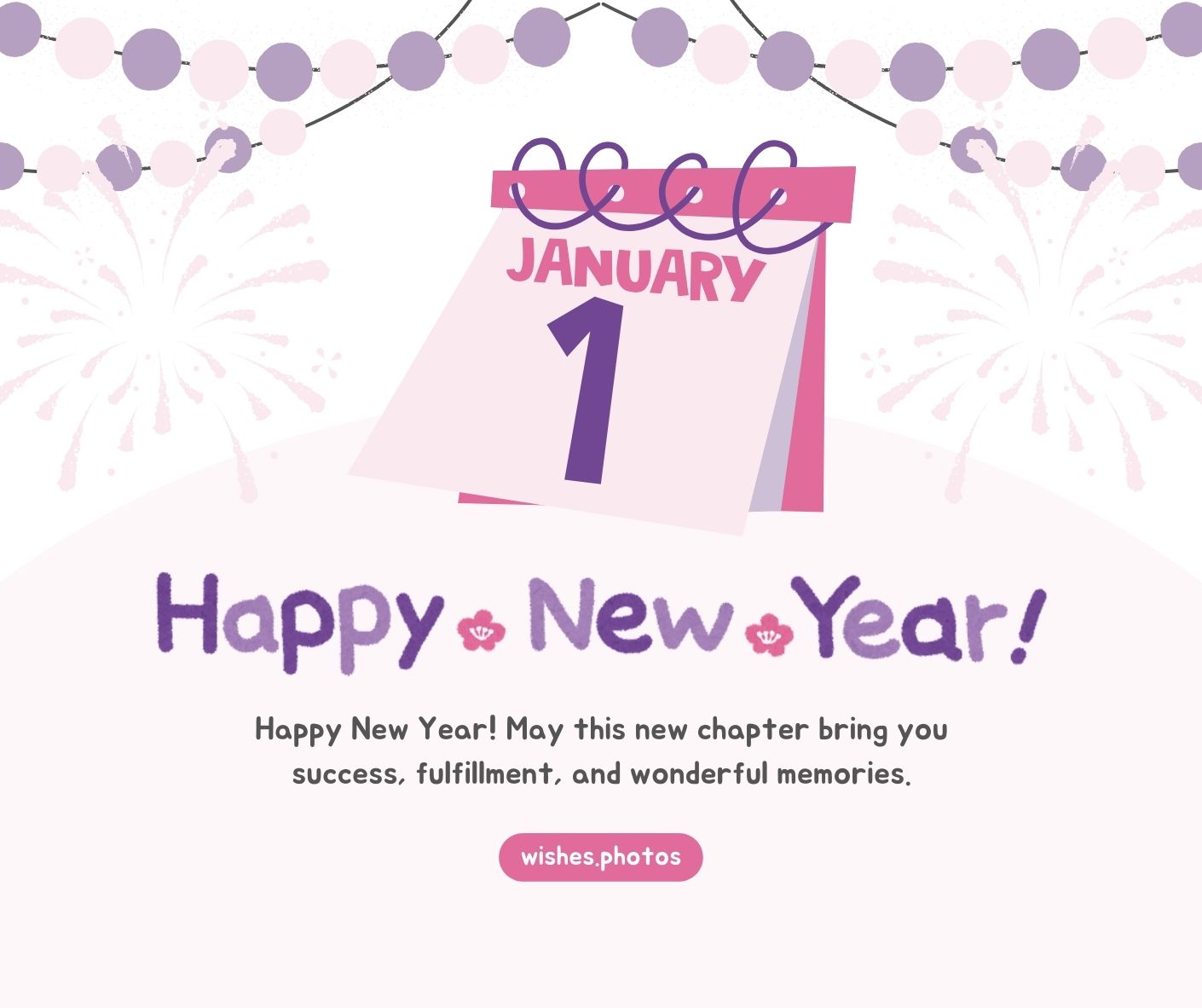 Pink Pastel Purple Cute Illustrative New Year Facebook Post