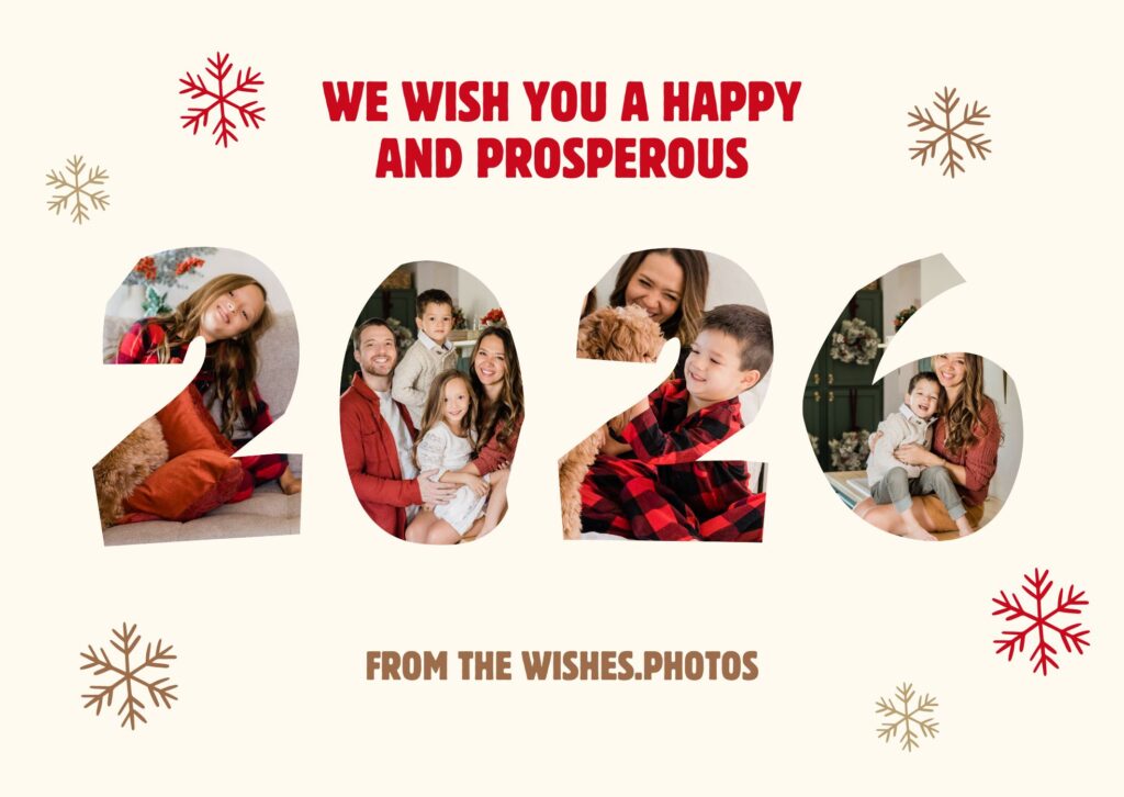 Red Modern Christmas 2026 New Year Photos Collage Greeting Card Red Modern Christmas 2026 New Year Photos Collage Greeting Card