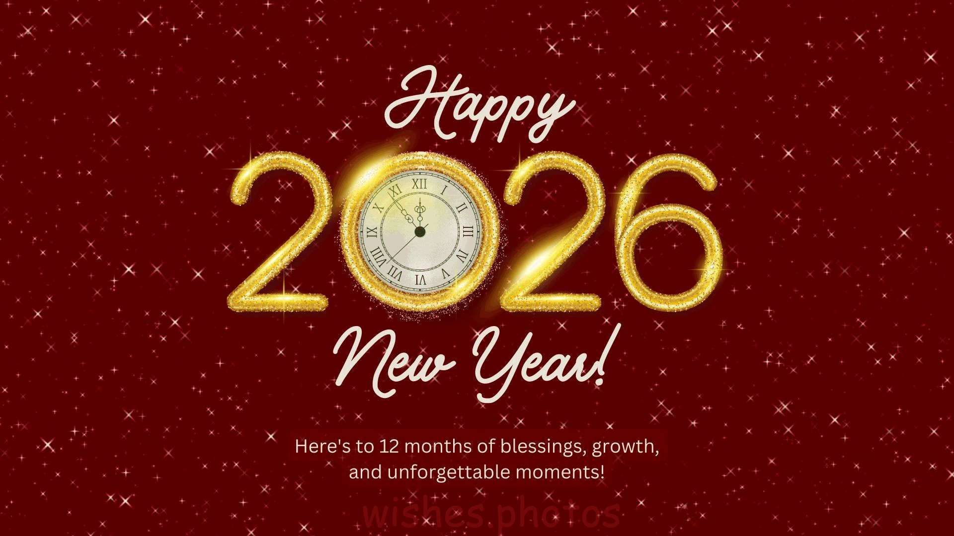 Red and Gold Festive New Year's 2026 Greetings animation