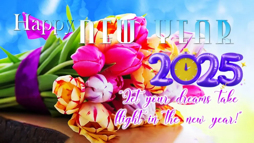 flowers Happy New Year 2025 walllpaper for PC