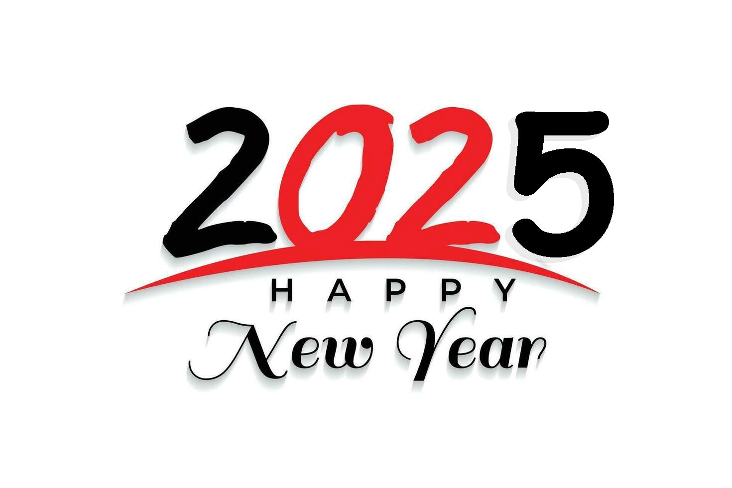 happy new year 2025 red text typography design element for flyer image