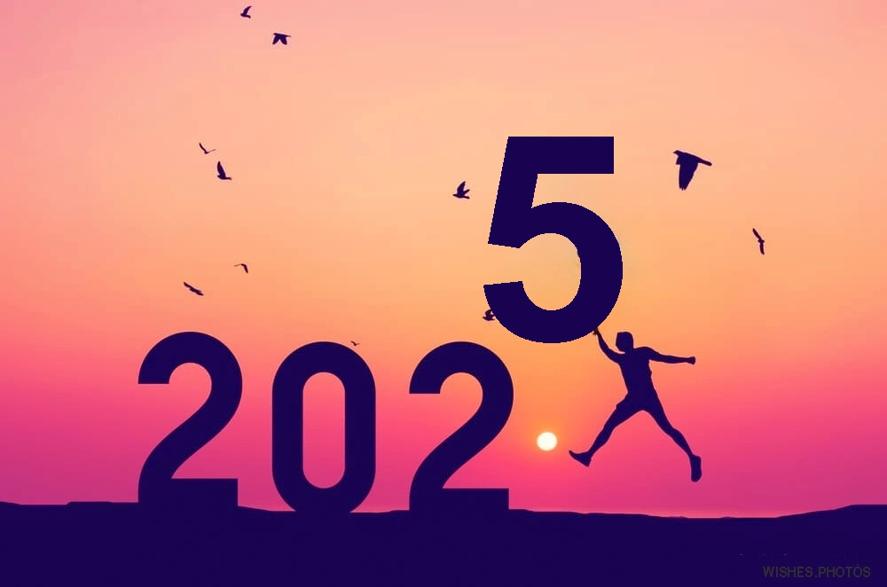 hd new year background 2025 with a man placing 2025 letter by flying jump