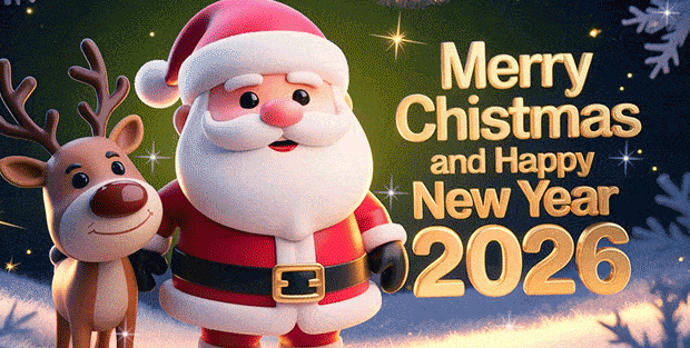 merry christmas and happy new year 2026 gif