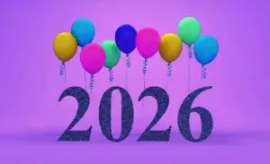 new year 2026 creative design concept with balloons 3d rendered image