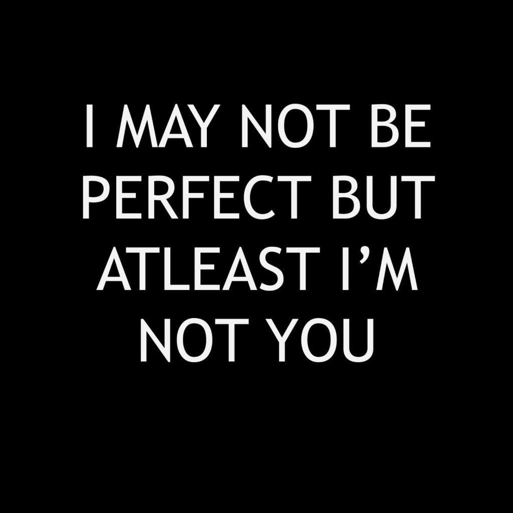 i may not be perfect but atlest i am not you