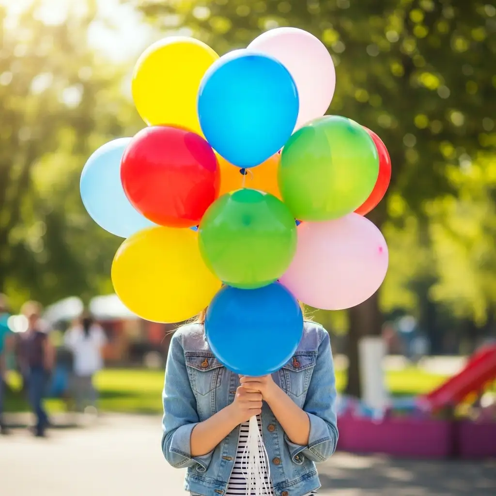 Cute Girl Hiding Face with Balloons DP _ Colorful Profile Picture