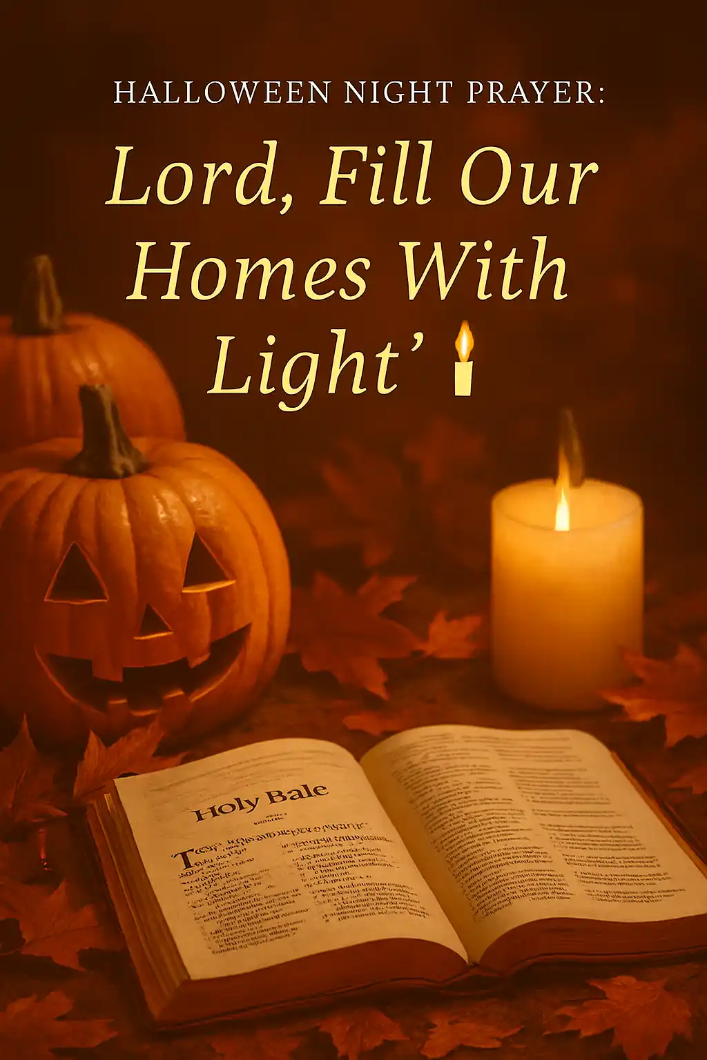 Bible and candle themed Halloween night prayer poster.