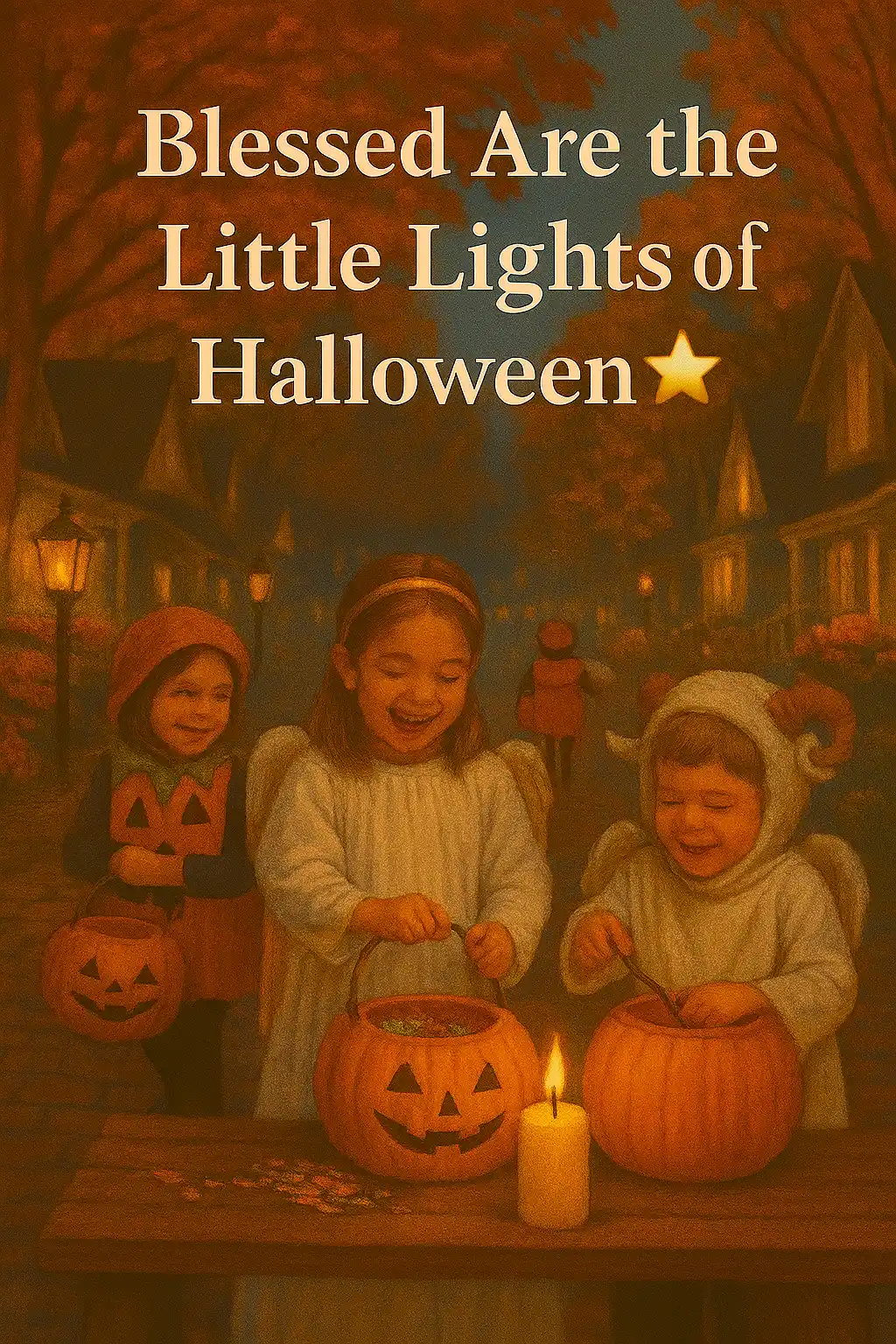Christian Halloween kids’ blessing poster for trick or treat night.
