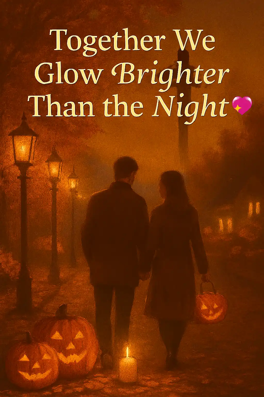 Romantic Halloween blessing image for couples.
