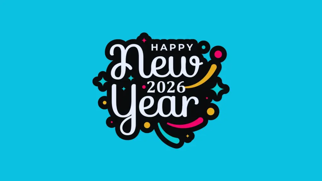 Best blue background happy new year 2026 desktop wallpaper 4k