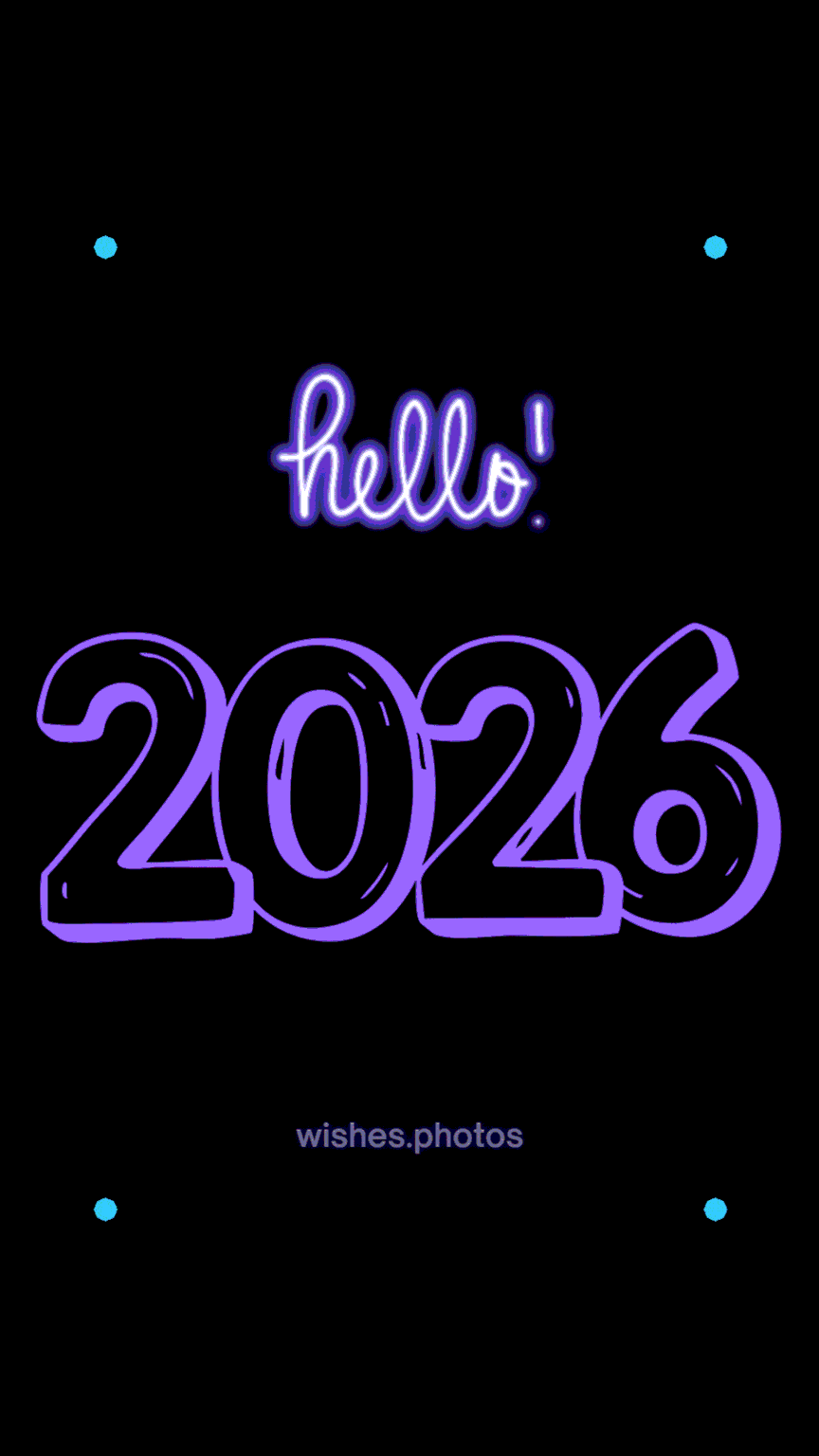 Black and Purple Neon Animated Hello New Year 2026 Instagram Story