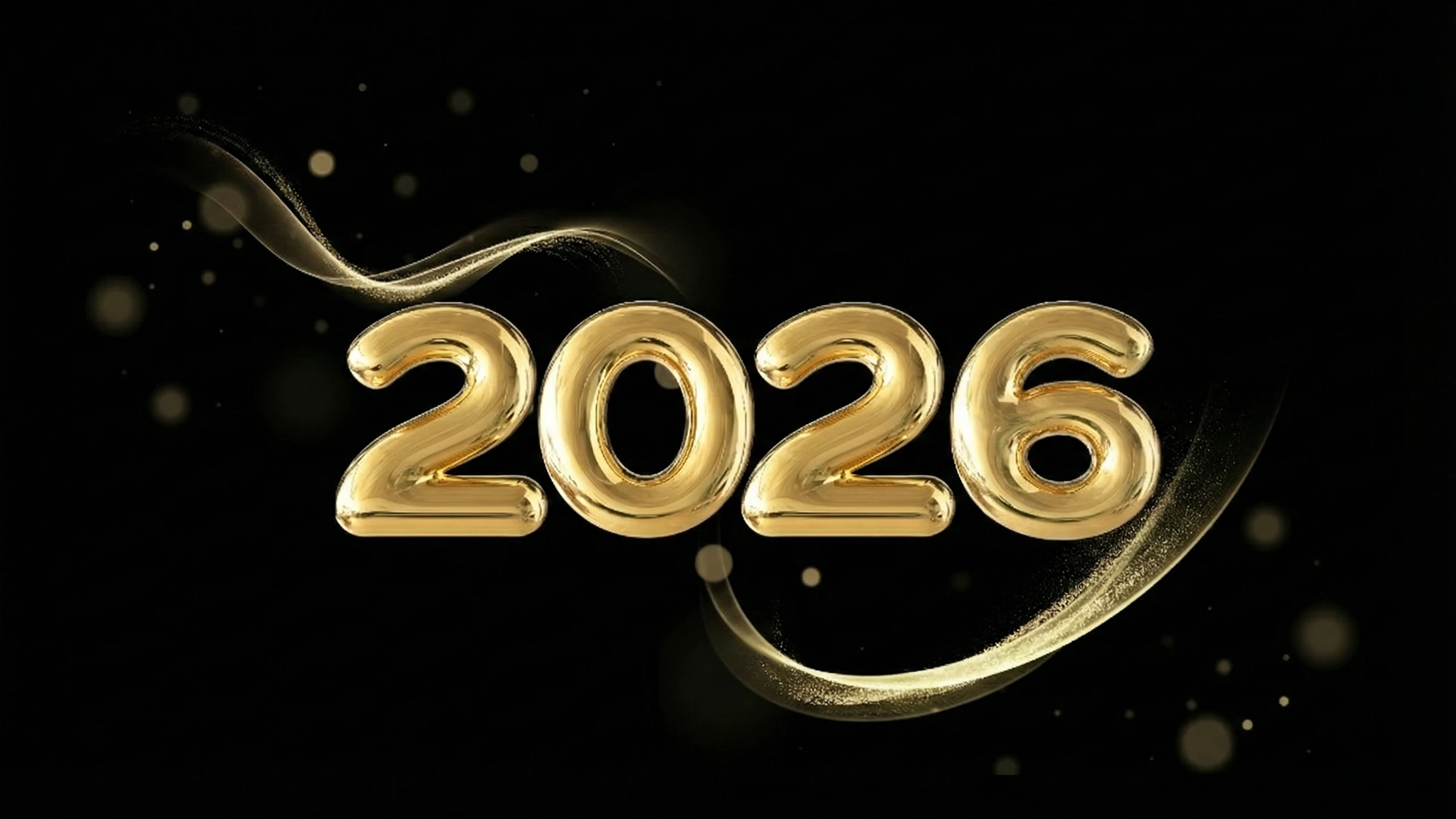 Black background with big gold color font 2026